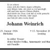 Weinrich Johann 1926-2013 Todesanzeige